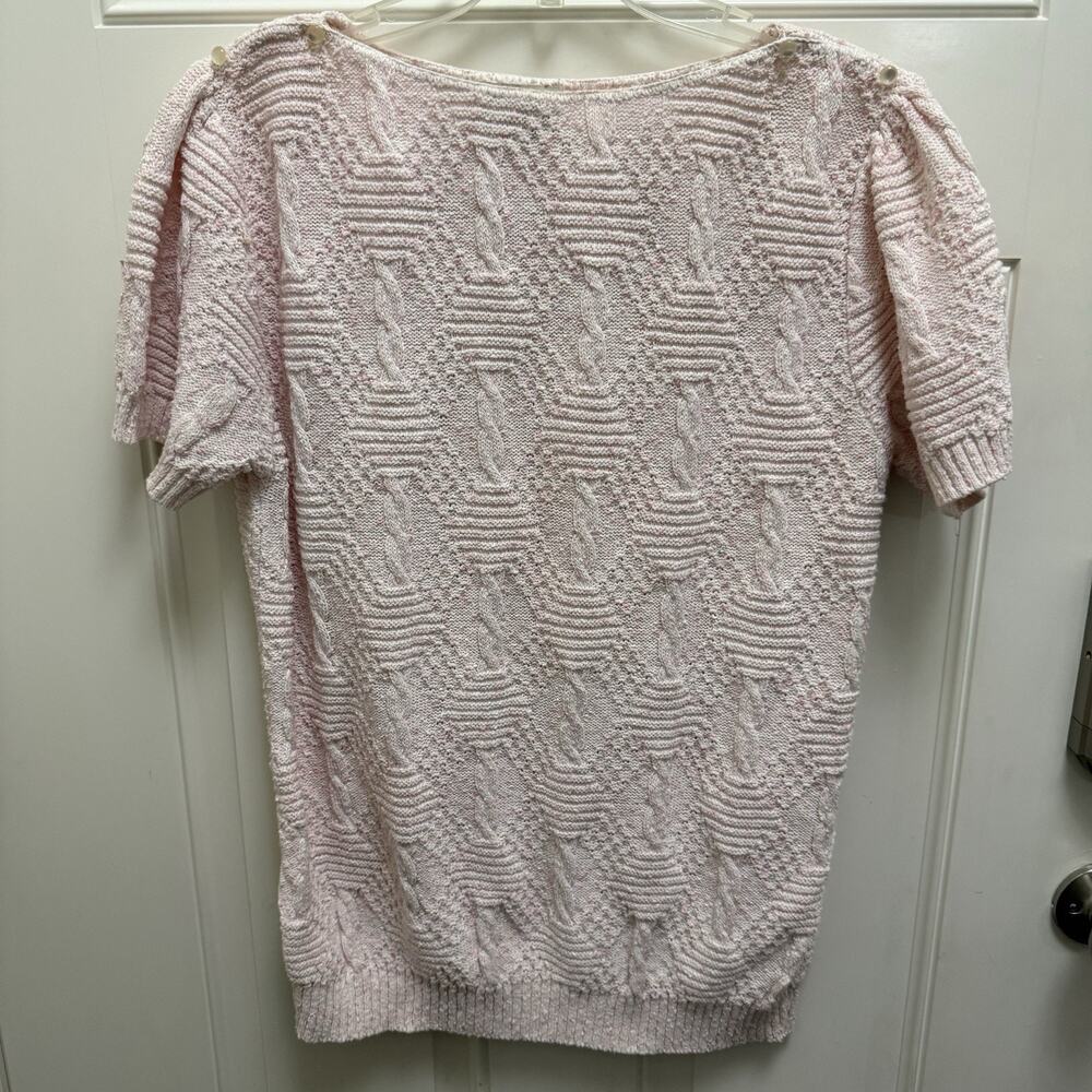 Vintage Amana Knit Short Sleeve Sweater Top Pink Women’s 80’s Cotton Medium